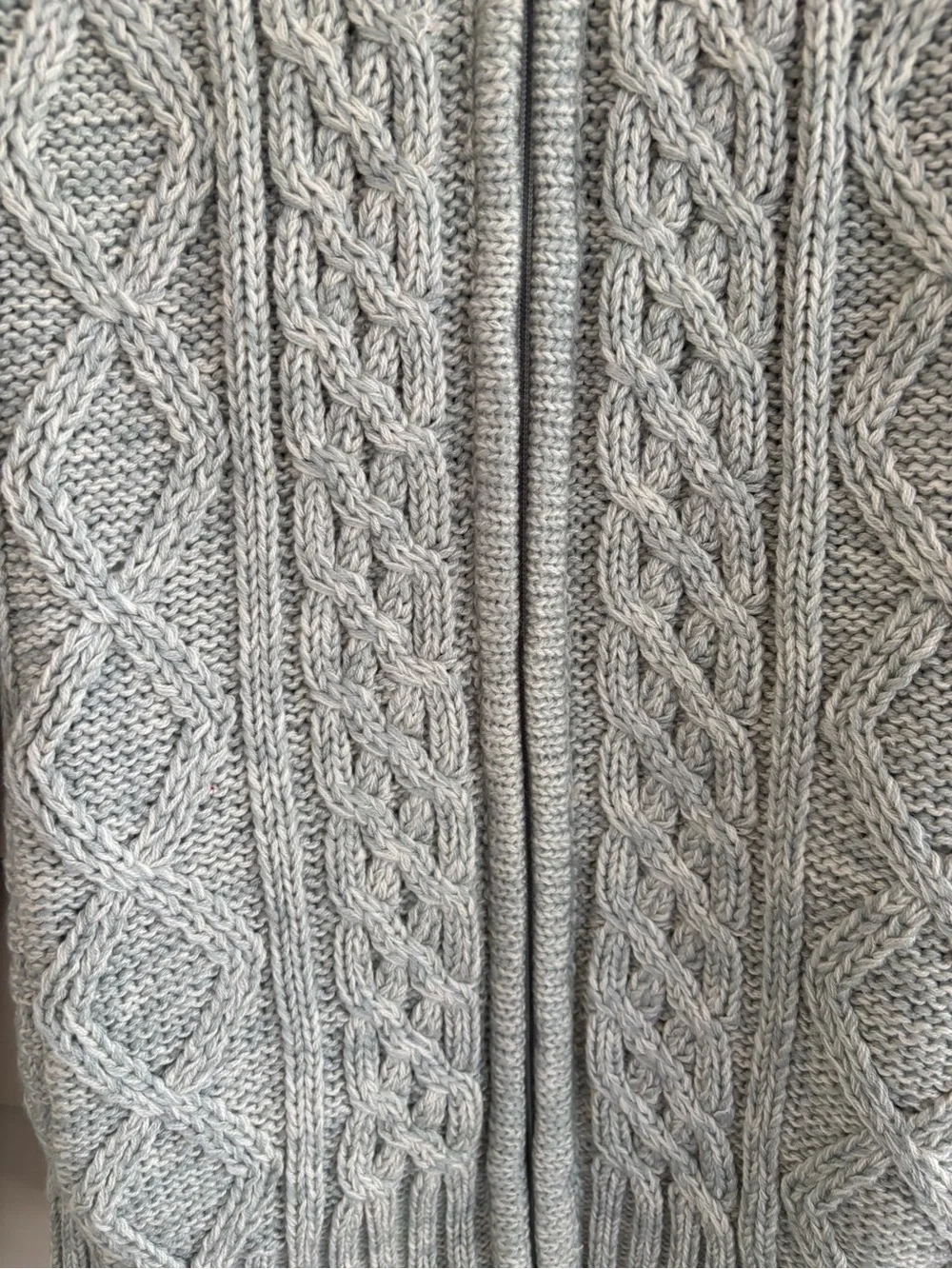Thane Vintage Chunky Cable Knit Full Zip Sweater Mint Heather Men’s Size Large